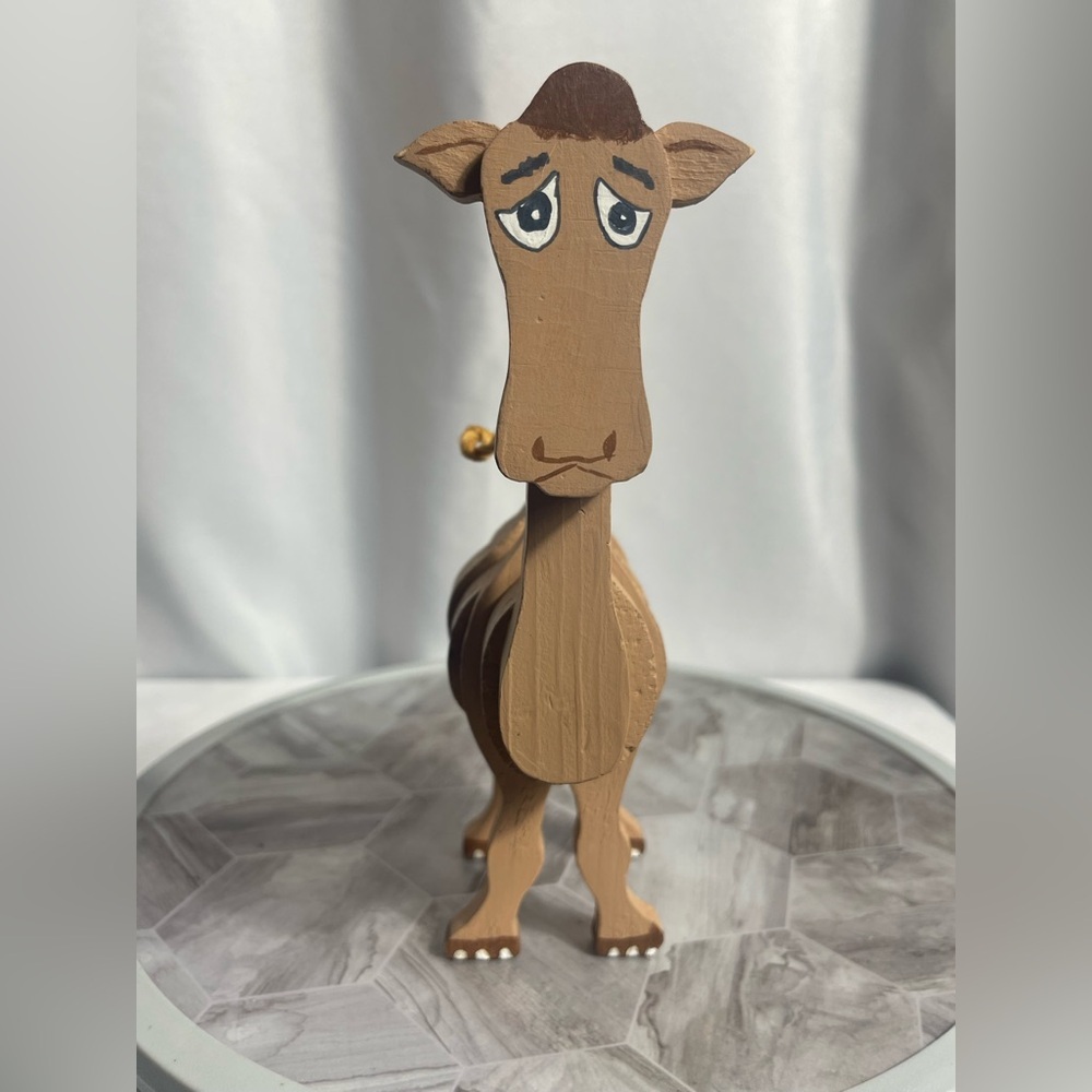 Handcrafted Wooden Camel Figurine Folk Art Primitive Rustic